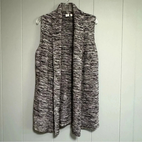 GAP Black and White Marled Textured Long Sweater Vest 100% Cotton Size Small - Picture 1 of 6